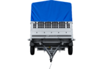 PKW-Anhänger 264×150 UNITRAILER GARDEN 265 KIPP mit Gitteraufsatz, Hochspriegel H-800 und blauer Plane – Bild 7