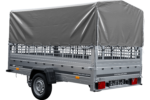 PKW-Anhänger 264×150 UNITRAILER GARDEN 265 KIPP mit Gitteraufsatz, Hochspriegel H-800 und grauer Plane – Bild 4