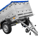 Pkw Anhänger Neu GARDEN TRAILER 150 KIPP mit zusätzlichen Bordwänden, Stützrad und blauer Flachplane