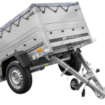 Pkw Anhänger Neu GARDEN TRAILER 150 KIPP mit zusätzlichen Bordwänden, Stützrad und grauer Flachplane