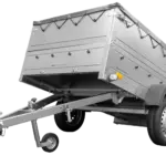 Pkw Anhänger kippbar 750 kg Garden Trailer 201 KIPP mit zusätzlichen Bordwänden, Stützrad und grauer Flachplane-Neu