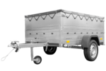 Pkw Anhänger kippbar 750 kg GARDEN TRAILER 201 KIPP mit zusätzlichen Bordwänden, Stützrad und grauer Flachplane – Bild 3