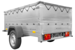 Pkw Anhänger kippbar 750 kg GARDEN TRAILER 201 KIPP mit zusätzlichen Bordwänden, Stützrad und grauer Flachplane – Bild 4