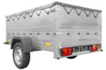 Pkw Anhänger kippbar 750 kg Garden Trailer 201 KIPP mit zusätzlichen Bordwänden, Stützrad und grauer Flachplane-Neu – Bild 7