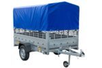Planenanhänger 230×125 Garden Trailer 230 KIPP mit Laubgitteraufsatz, blauer Hochplane, Hochspriegel und Stützrad – Bild 6