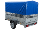 Planenanhänger 230×125 Garden Trailer 230 KIPP mit Laubgitteraufsatz, blauer Hochplane, Hochspriegel und Stützrad – Bild 7