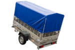 Planenanhänger 230×125 Garden Trailer 230 KIPP mit Laubgitteraufsatz, blauer Hochplane, Hochspriegel und Stützrad – Bild 4
