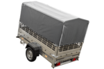 Planenanhänger 230×125 Garden Trailer 230 KIPP mit Laubgitteraufsatz, grauer Hochplane, Hochspriegel und Stützrad – Bild 4