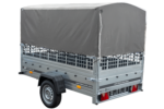 Planenanhänger 230×125 Garden Trailer 230 KIPP mit Laubgitteraufsatz, grauer Hochplane, Hochspriegel und Stützrad – Bild 5