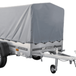Tieflader Pkw Anhänger Garden Trailer 200 KIPP 200×106 cm 750 kg [mit Hochspriegel, Hochplane und Stützrad]-Neu