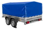 Zweiachsanhänger 264×150 UNITRAILER GARDEN 265/2 KIPP mit H-800 Rahmen und blauer Plane – Bild 3