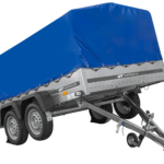 Zweiachsanhänger 264×150 UNITRAILER GARDEN 265/2 KIPP mit H-800 Rahmen und blauer Plane