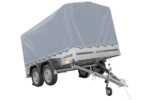 Zweiachsanhänger 264×150 UNITRAILER GARDEN 265/2 KIPP mit Rahmen H-1100 und grauer Plane